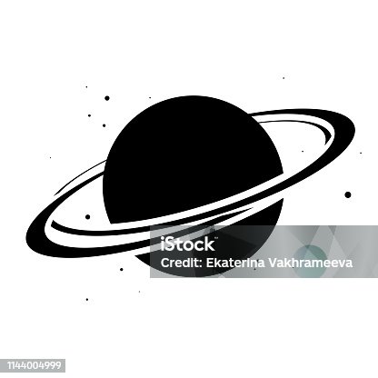 istock Planet Saturn with planetary ring system flat icon. Vector illustration on white background 1144004999