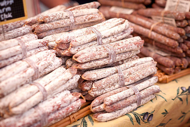 istock Sausages at a market 114401784