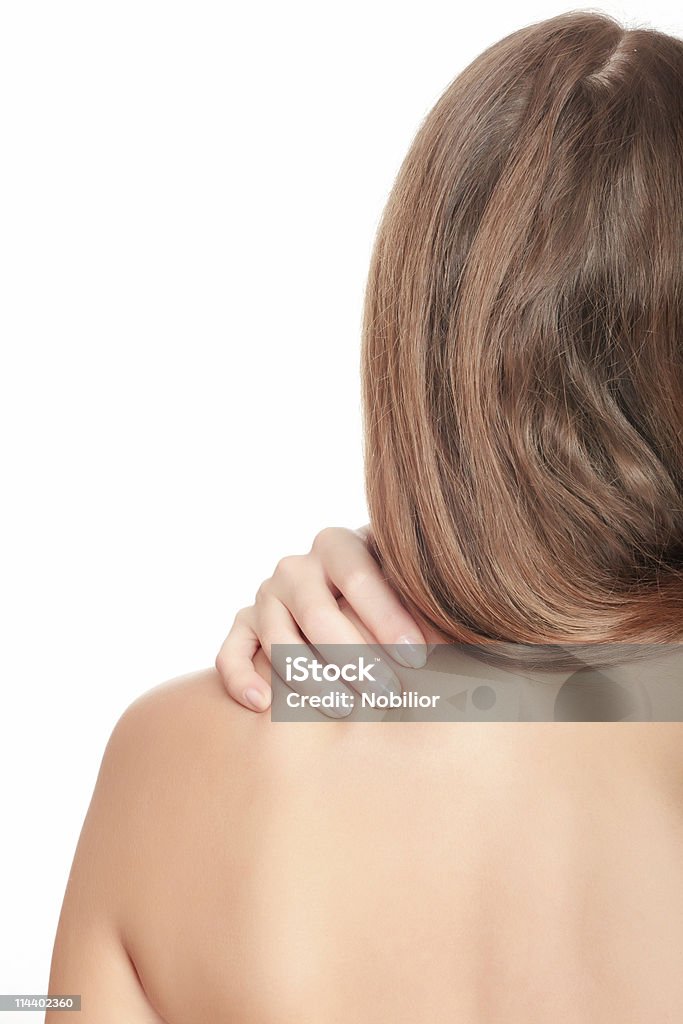 Kobieta masaż ból z powrotem - Zbiór zdjęć royalty-free (Kobiety)