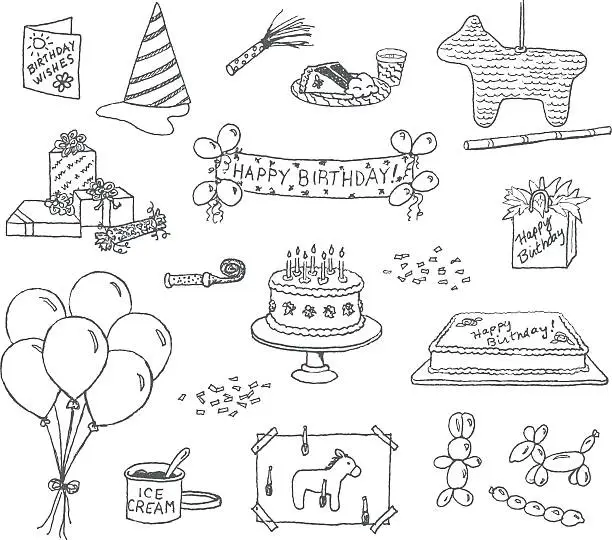 Vector illustration of Birthday Doodles