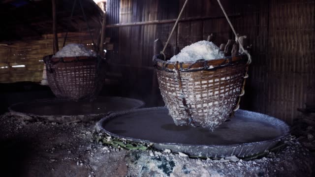 Rock salt making from underground salt water boiling at Bo Kluea village in Nan, northern of Thailand