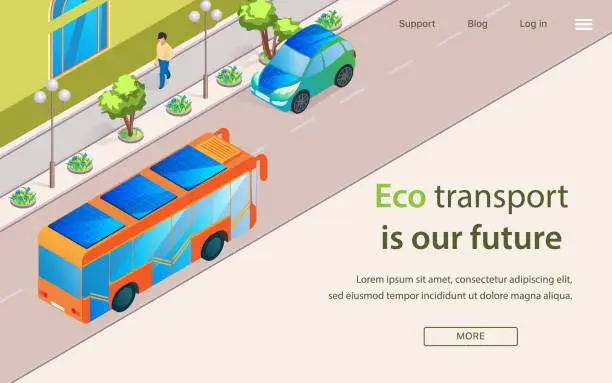 Vector illustration of Inscription Eco Transport is Our Future Lettering.