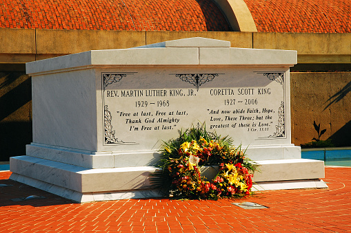Atlanta, GA, USA June 15, 2008 A floral wreath is laid at the graves of Martin and Coretta King in Atlanta, Georgia