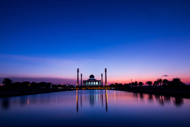 Reflection image on the water in sunset time beautiful place