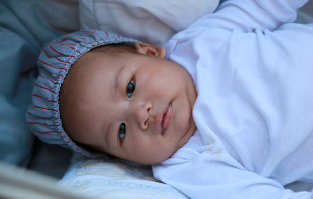 istock Adorable newborn baby boy lying down in a stroller 1144050131