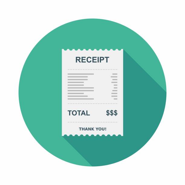 Receipt paper, Bill check, Invoice, Cash receipt, Payment of utility, Vector, Flat icon Receipt paper, Bill check, Invoice, Cash receipt, Payment of utility, Vector, Flat icon receipt stock illustrations