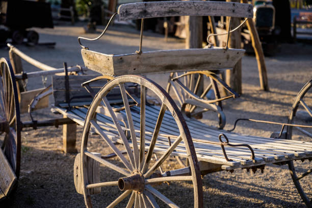 In the old day people use wood cart to transportation in a farm and factories
