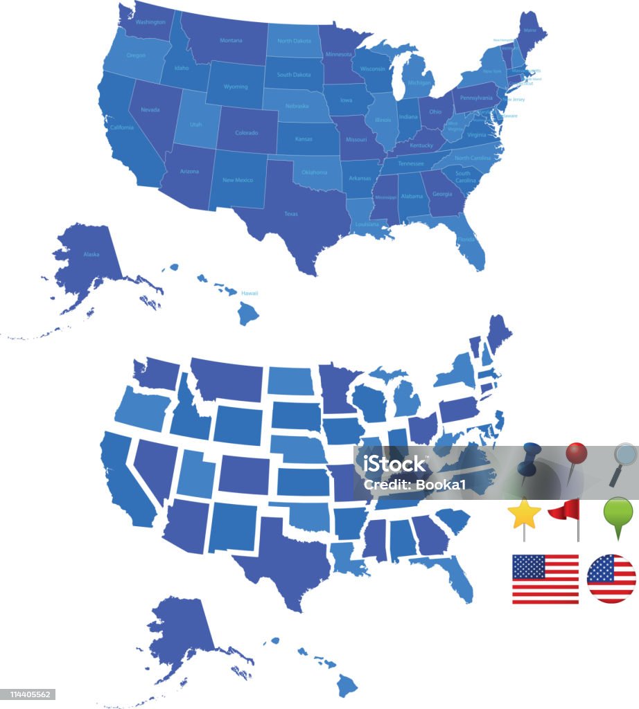 Usa Karte - Lizenzfrei Karte - Navigationsinstrument Vektorgrafik