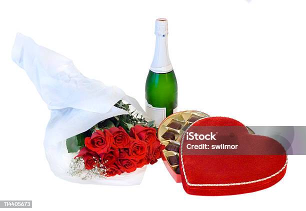 バレンタインデーの贈り物 - シャンパンのストックフォトや画像を多数ご用意 - シャンパン, チョコレート, 植物 バラ