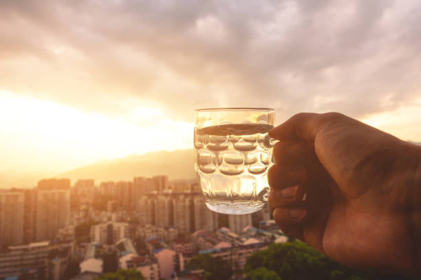 Drinking a cup of water in the morning