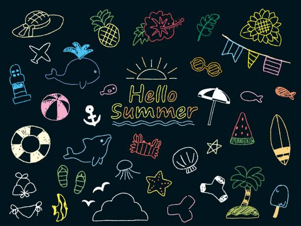 Summer set6 Summer set sports chalk stock illustrations