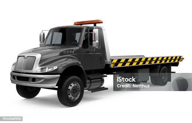 Tow Truck Isolated Stock Photo - Download Image Now - Tow Truck, Pick-up Truck, Towing