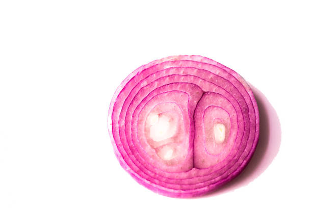 istock Sliced red onion isolated on white background. Top view. 1144078886