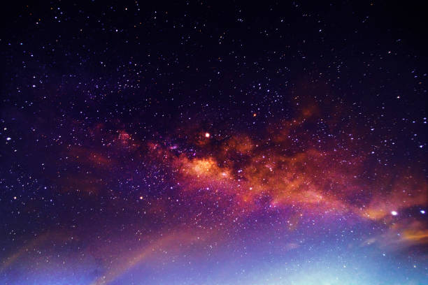 Night scenery with colorful and light yellow Milky Way Full of stars in the sky in summer Beautiful universe Background of space Night scenery with colorful and light yellow Milky Way Full of stars in the sky in summer Beautiful universe Background of space galaxy stock pictures, royalty-free photos & images