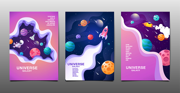 set of banner templates. universe. space. space galaxy, design. vector illustration