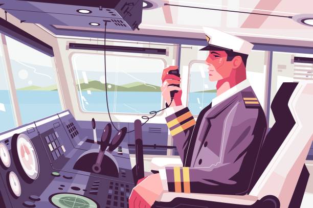 kapitanowie kabiny na statku - passenger craft audio stock illustrations