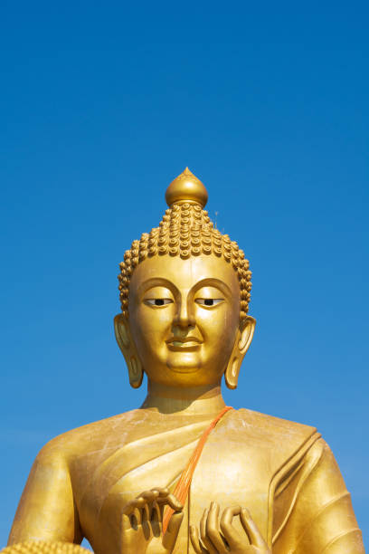 istock Buddha image used as amulets of Buddhism religion with blue sky 1144088972