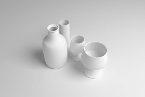 istock Concepture still life, bottle & glass, for design texture & background. 3D rendering. 1144090650
