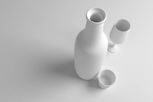 istock Concepture still life, bottle & glass, for design texture & background. 3D rendering. 1144091429