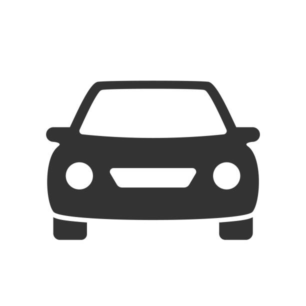 автомобиль плоский значок - вид спереди иллюстрации stock illustrations