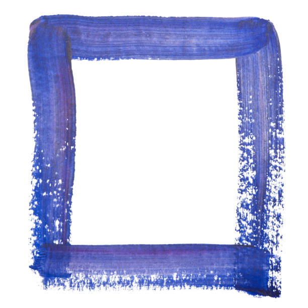 istock square frame watercolor figure square blue dry brush painted Isolated on white. 1144102642