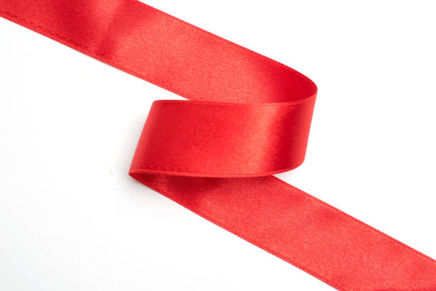 istock Red ribbon border isolated on white background 1144103460