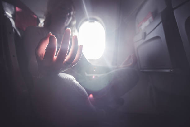 istock Close up of practicing yoga in the plane. 1144110016
