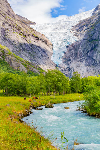 istock Landscape with river near Briksdalsbreen glacier 1144114727