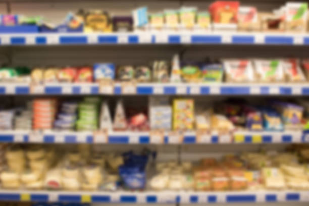 istock Blur abstract background. Grocery Store concept. Supermarket refrigerator with various products. 1144120177