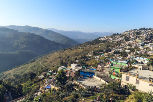 istock Top view of a town in the mountains 1144122443