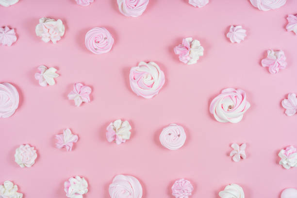 istock Pink Meringue Sweet Birthday Party Pattern Flatlay 1144131653