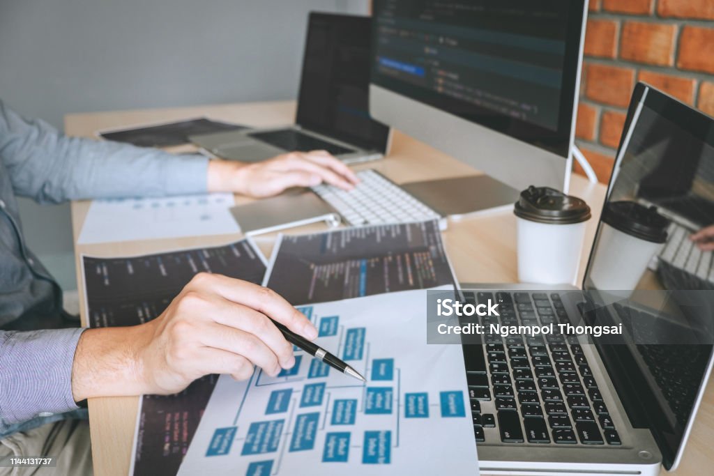 Professional Developer Programmer Working A Software Website Design And ...
