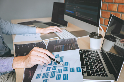 Professional Developer Programmer Working A Software Website Design And ...
