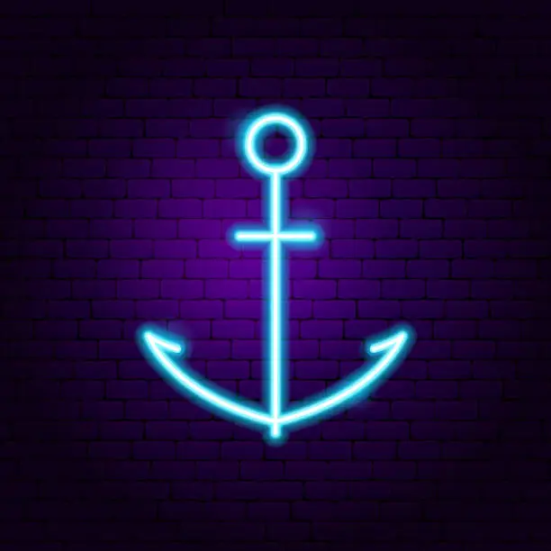 Vector illustration of Anchor Neon Label