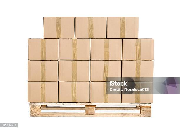 판지 상자에 압살했다 화물운반대 상자에 대한 스톡 사진 및 기타 이미지 - 상자, 화물운반대, 더미