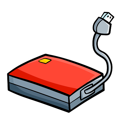 Cute and funny red external harddisk ready to use - vector