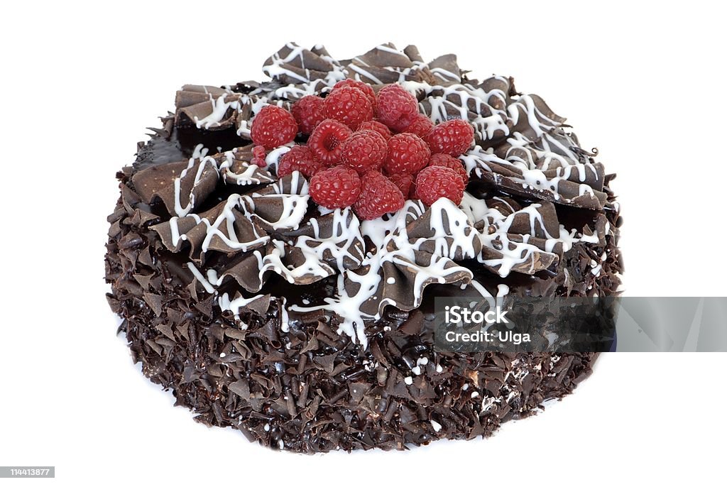 신선한 라즈베리 초콜릿 케이크 - 로열티 프리 갈색 스톡 사진