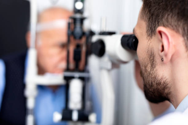 istock Senior Patient consulting With Optician In Office 1144140568