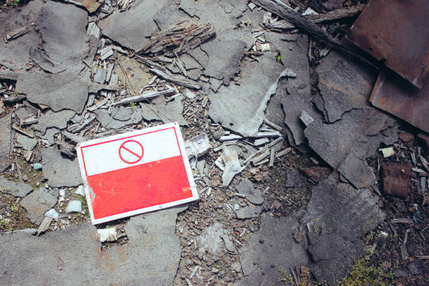 istock Inside destroyed buildings. Empty destroyed room in an abandoned factory 1144140588