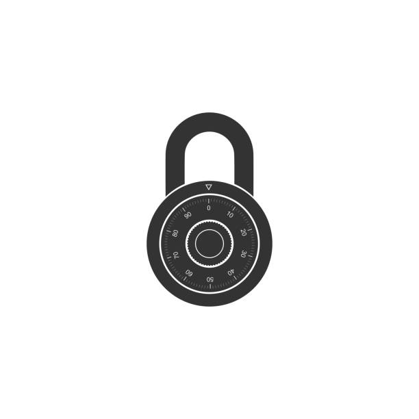 illustrazioni stock, clip art, cartoni animati e icone di tendenza di icona della ruota di blocco combinata sicura isolata. lucchetto combinato. concetto di protezione. firma della password. design piatto. illustrazione vettoriale - combination lock variation lock safe