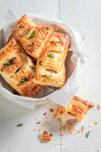 istock Fresh sausage in puff pastry as a snack for breakfast 1144146262