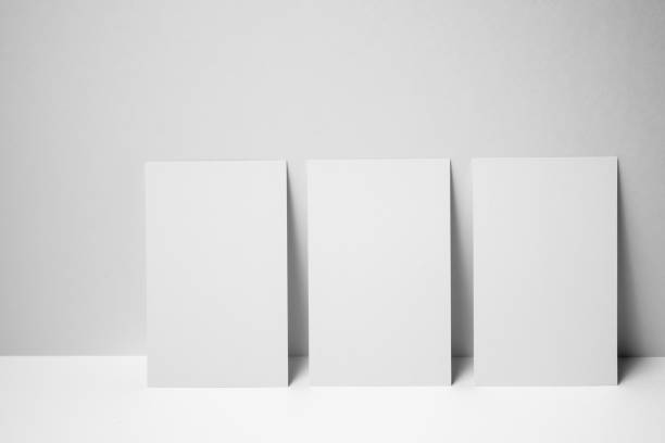 perspective view of business card on white space