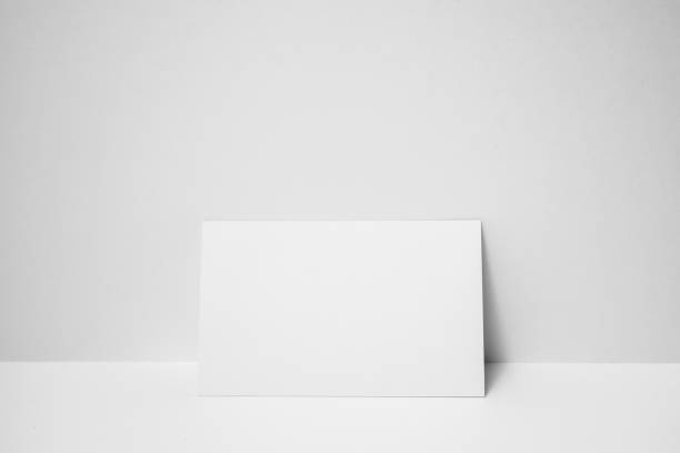 perspective view of business card on white space