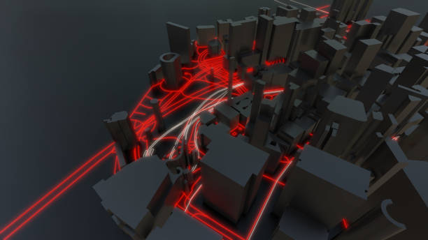 istock Futuristic night city. 3D illustration 1144149534