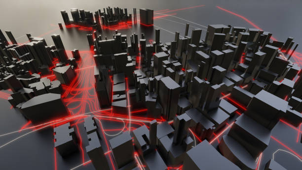 istock Futuristic night city. 3D illustration 1144149629