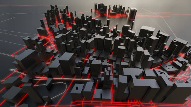 istock Futuristic night city. 3D illustration 1144149653