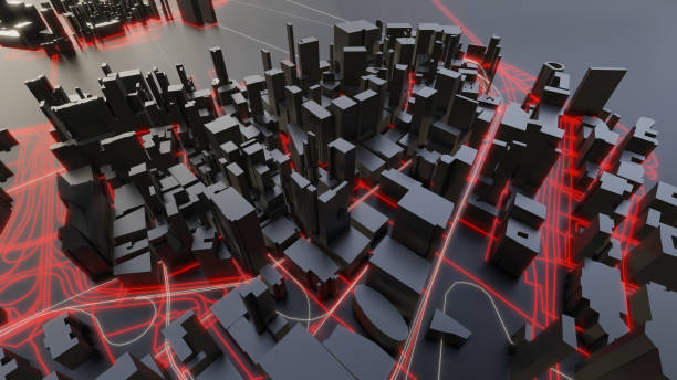 istock Futuristic night city. 3D illustration 1144149715