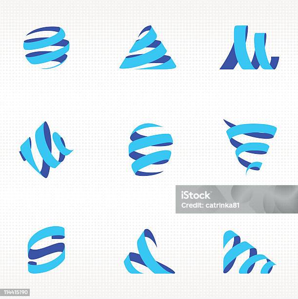 Abstrato De Ícones Diferentes Formas - Arte vetorial de stock e mais imagens de Esfera - Esfera, Fita, Meia-tinta - Aperfeiçoamento Digital