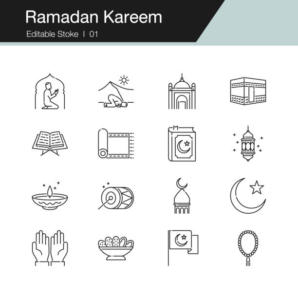 stockillustraties, clipart, cartoons en iconen met ramadan kareem iconen. modern lijn ontwerp. voor presentatie, grafisch ontwerp, mobiele toepassing, web design, infographics, ui. bewerkbare lijn. - mosque