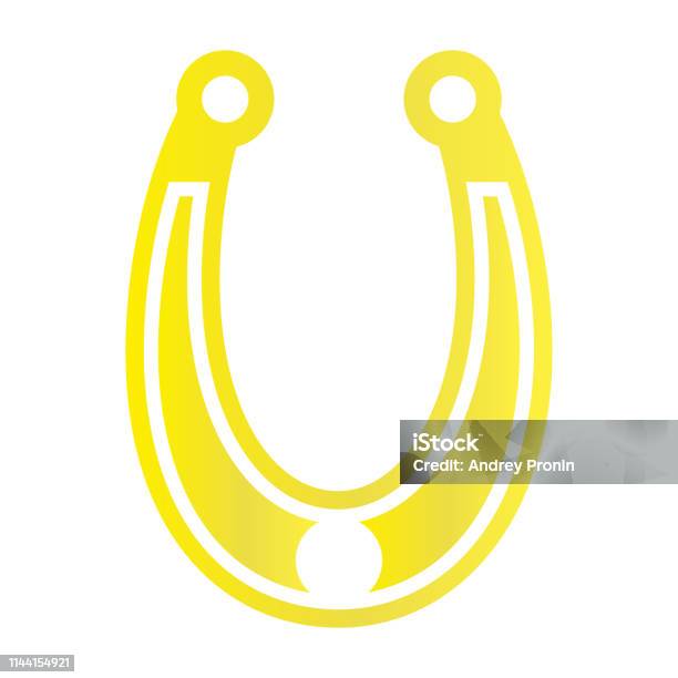 Horse Shoe Gold Icon On Background For Graphic And Web Design Simple Vector Sign Internet Concept Symbol For Website Button Or Mobile App Stock Illustration - Download Image Now